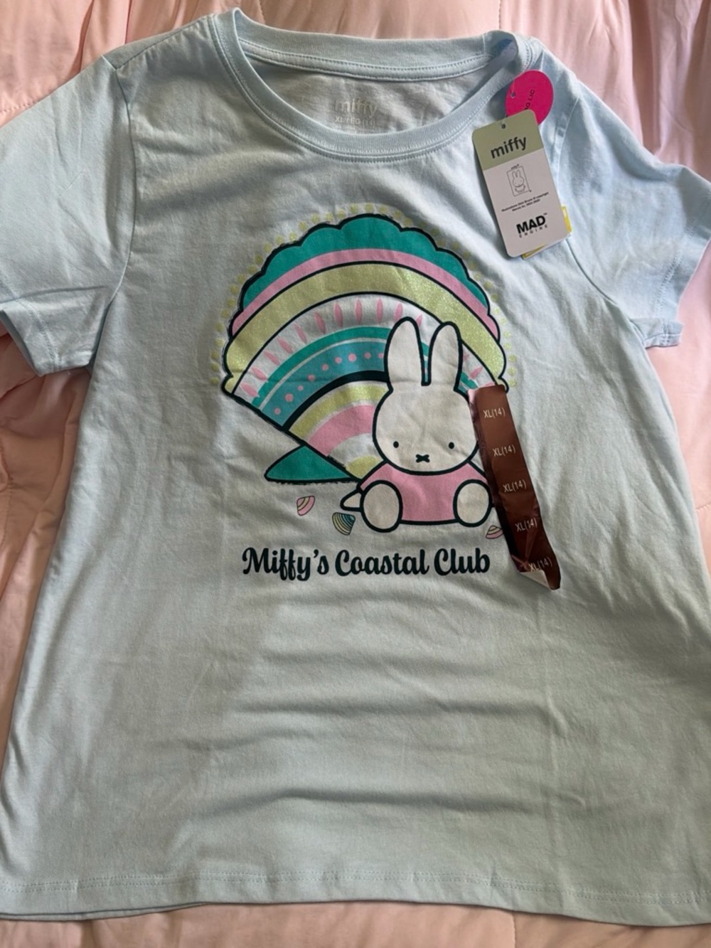 miffy Light Blue Tee with Pastel Shell Graphic